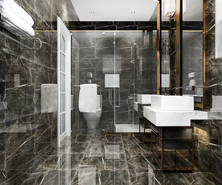 3d rendering modern black bathroom with luxury tile decor 105762 2138